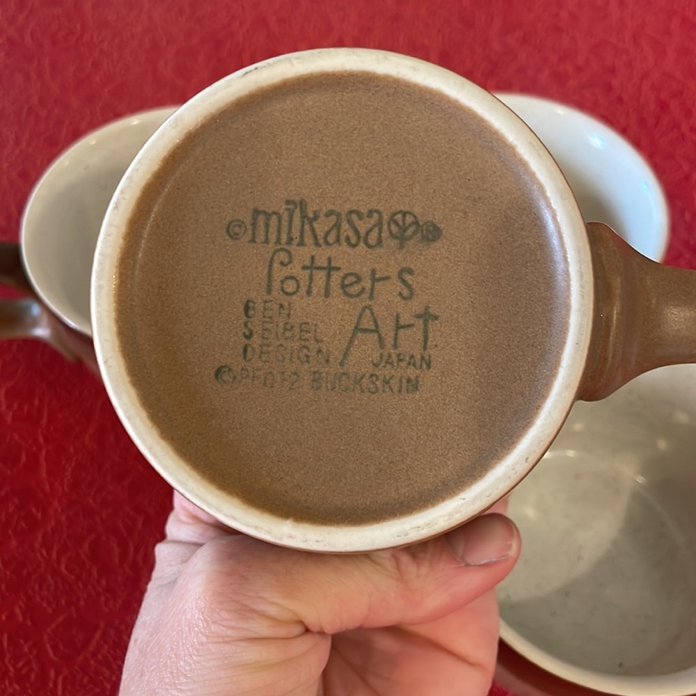 Four mid century modern mikasa potters art Ben siebel mugs set of 4 vintage! - Picture 5 of 5